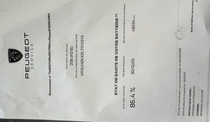 
								Peugeot e-208 (2) Electrique GT Line full									